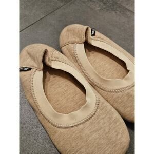 Women's Muk Luks Tan Brown Ballerina Slippers Med 7-8 Hard Sole